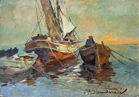 Art work by Carlo Domenici All'orizzonte - oil table 